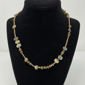 Silpada Sterling Silver Abalone Shell Bronze Bead Necklace EUC